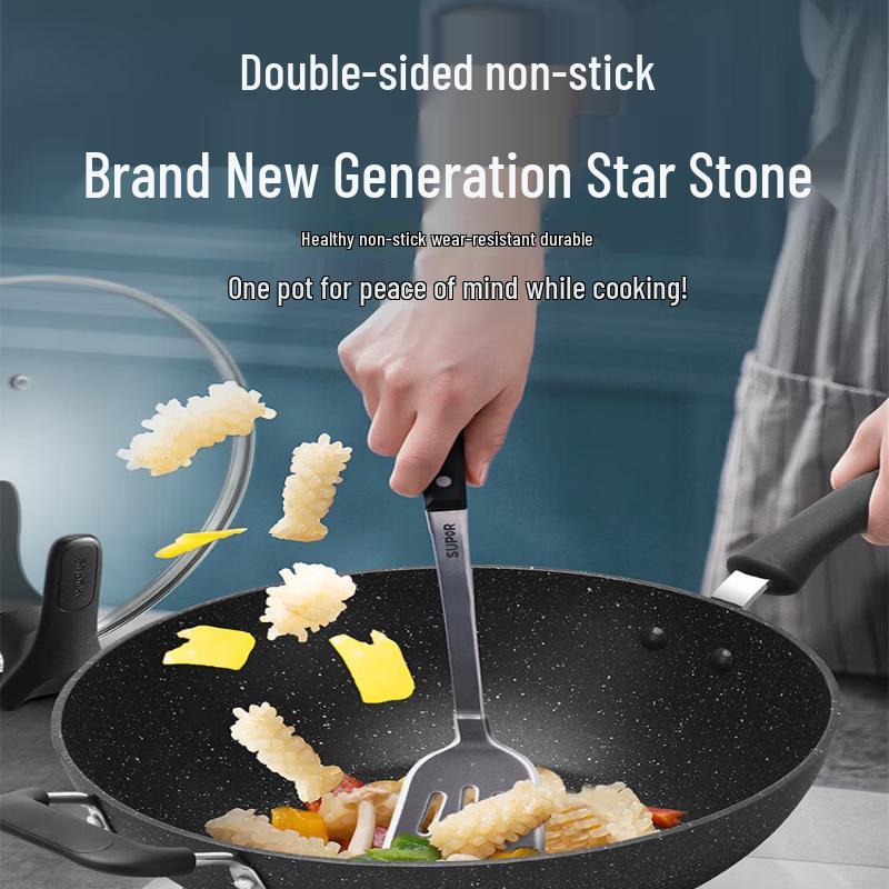 Supor Maifan Stone Non-stick Flat Bottom Wok, 30cm