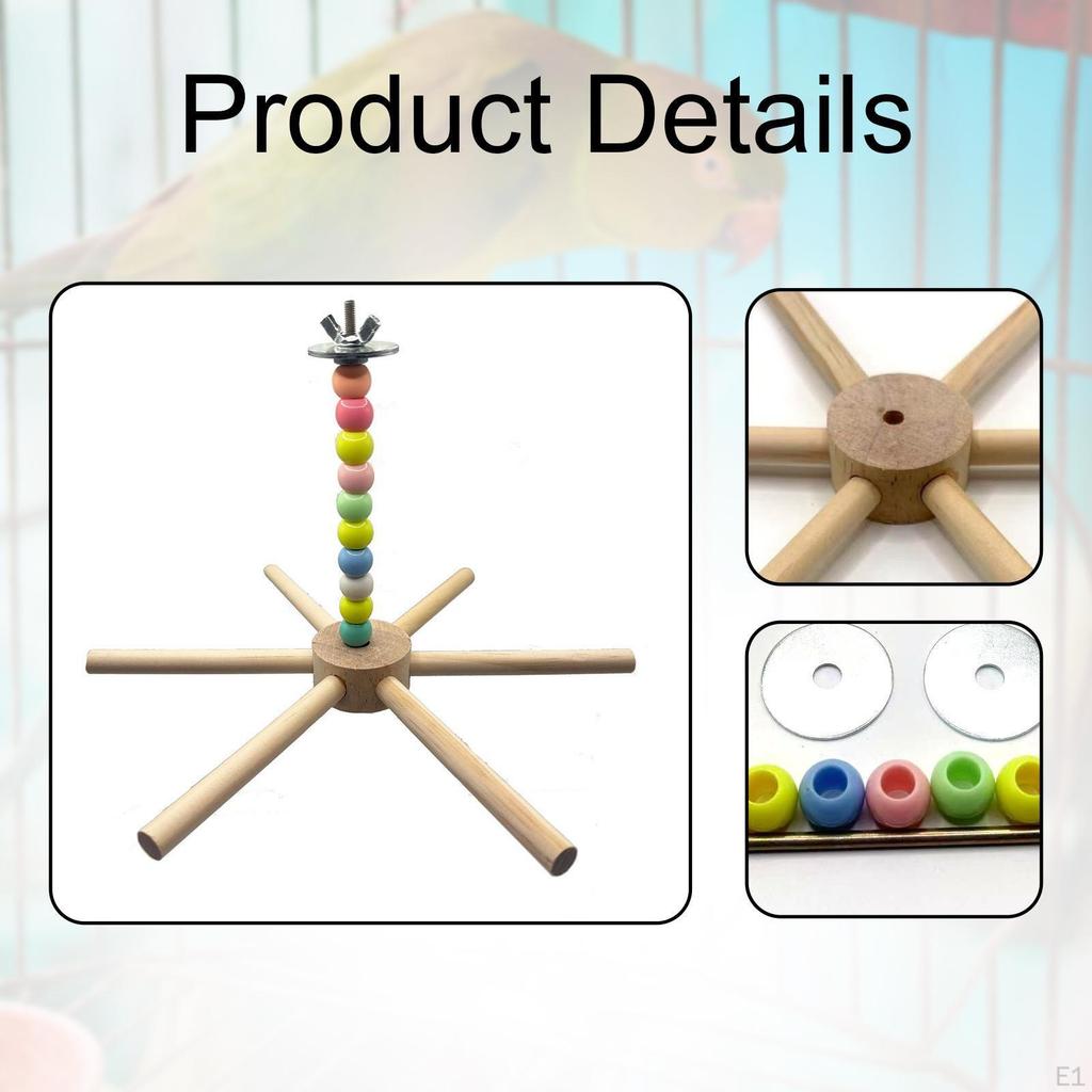 Rotating Bird Perch Stand Cage Accessory Easy Installation Exercise Wooden Interactive