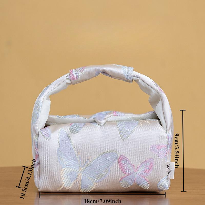 Brocade Embroidered Butterfly Tea Set Storage Bag Traditional Tea Cozy for Teapot Portable Travel Storage Bags Drinkware Teaware