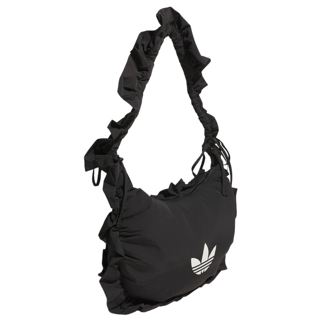 Adidas Originals Ruffle Fashion Large Ruffle Easy Carry Recycled Nylon Tote Bag Women Tote Bag Black IA8915