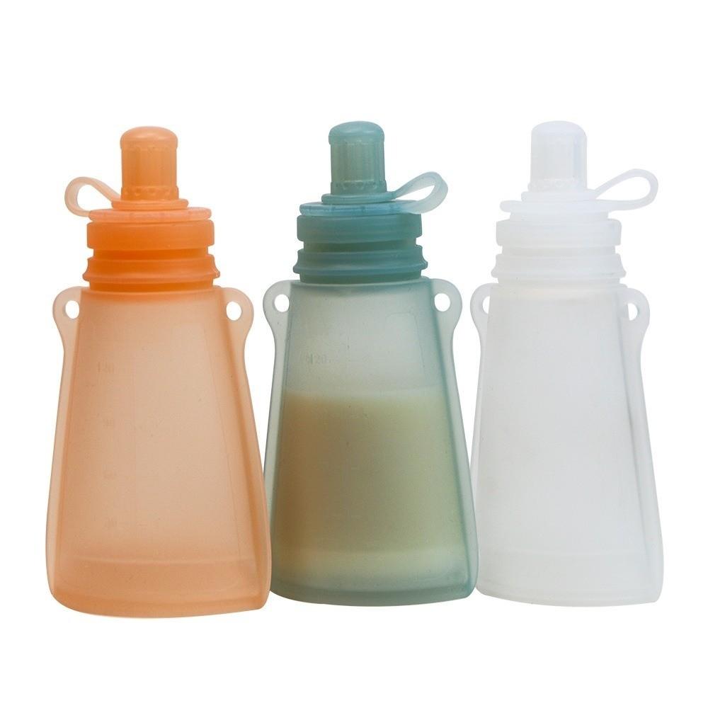 Refillable Silicone Baby Food Pouch Reusable Baby Food Container Milk Storage Bag Breast Milk