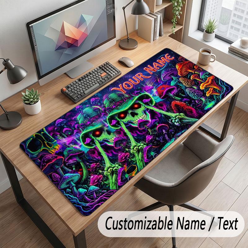 Mushroom Forest Theme Customized Mouse Pad Personalized Print Name Text Desk Mat For Home Office Table Decor