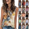 Women's Casual Fashion Summer Vintage Floral Print Tank Top V-neck Sleeveless Button-down Top