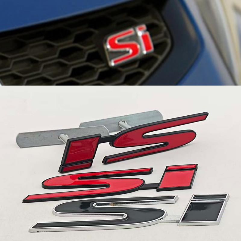 COV1 3D Metal Car Sticker Logo SI Rear Trunk Badge Front Grille Emblem Decals For Honda Civic Fit CRV Accord Autompbile Acessories