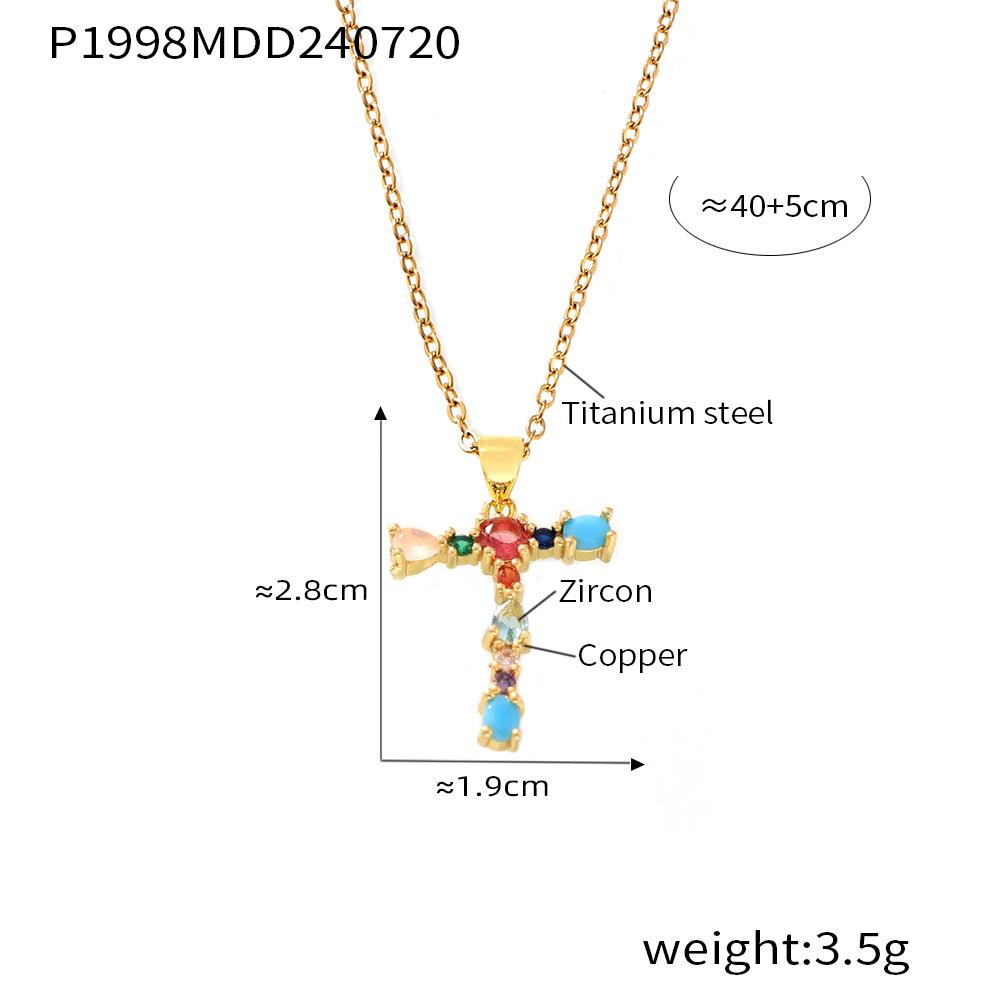 Медная микро-инкрустация цветным цирконием 26 английских букв персонализированная индивидуальная подвеска Niche Hip Hop ключичная цепочка