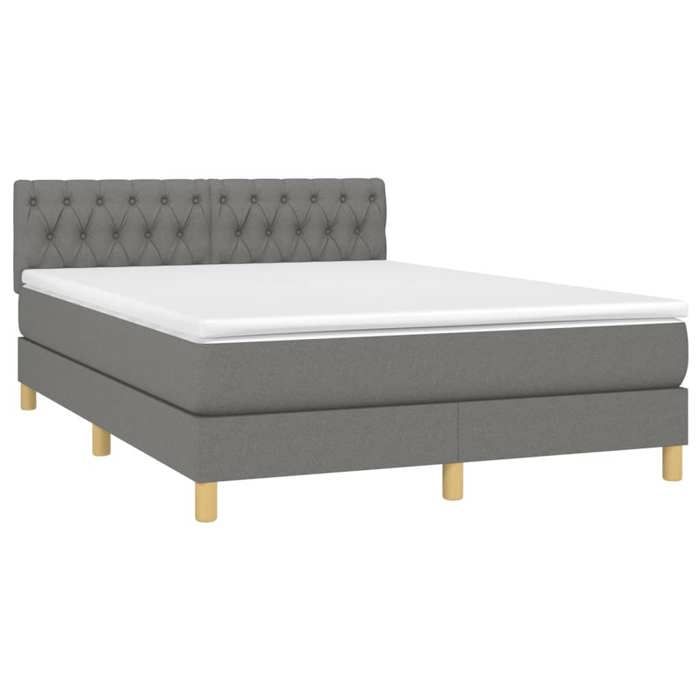 Cadre de lit avec matelas - Maison Exclusive - 140x190 cm - Tête de lit réglable - Gris foncé