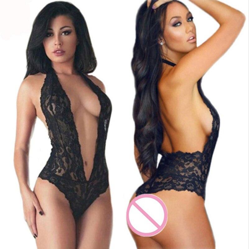Эротическое нижнее белье с V-образным вырезом One Piece, сексуальные боди, женское кружевное боди с цветочным узором, порно-секс-костюмы