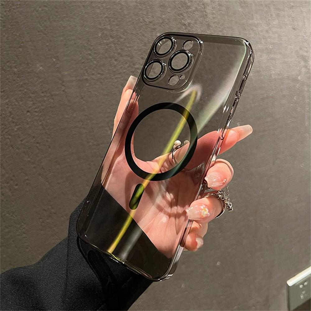 Оригинальный прозрачный чехол для беспроводной зарядки Magsafe с магнитным покрытием для iPhone 15 14 13 12 16 Pro Max Plus, жесткий акриловый чехол