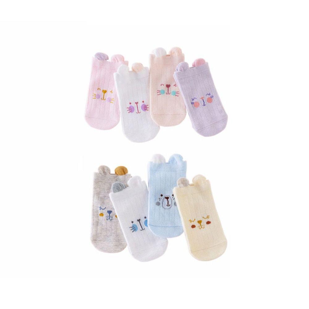 8Pairs Breathable Toddle Short Tube Socks Cat Rabbit Children Cartoon Socks  Autumn