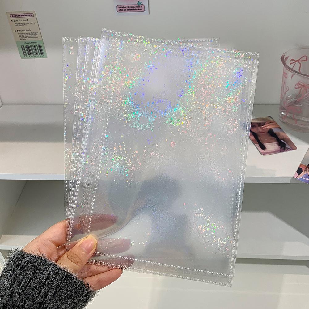 A5 Лазерный Звездный Папка-накольщик Альбом для Коллекции Фотокарточек Прозрачный Альбом A5 Альбом для Карт 3-дюймовый Альбом для Хранения Маленьких Карточек 'Любовь'