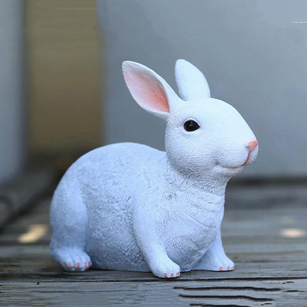 Поделки из смолы Пасхальный Белый Кролик Скульптура Садовый Ландшафт Статуя Кролика Украшение для Дома