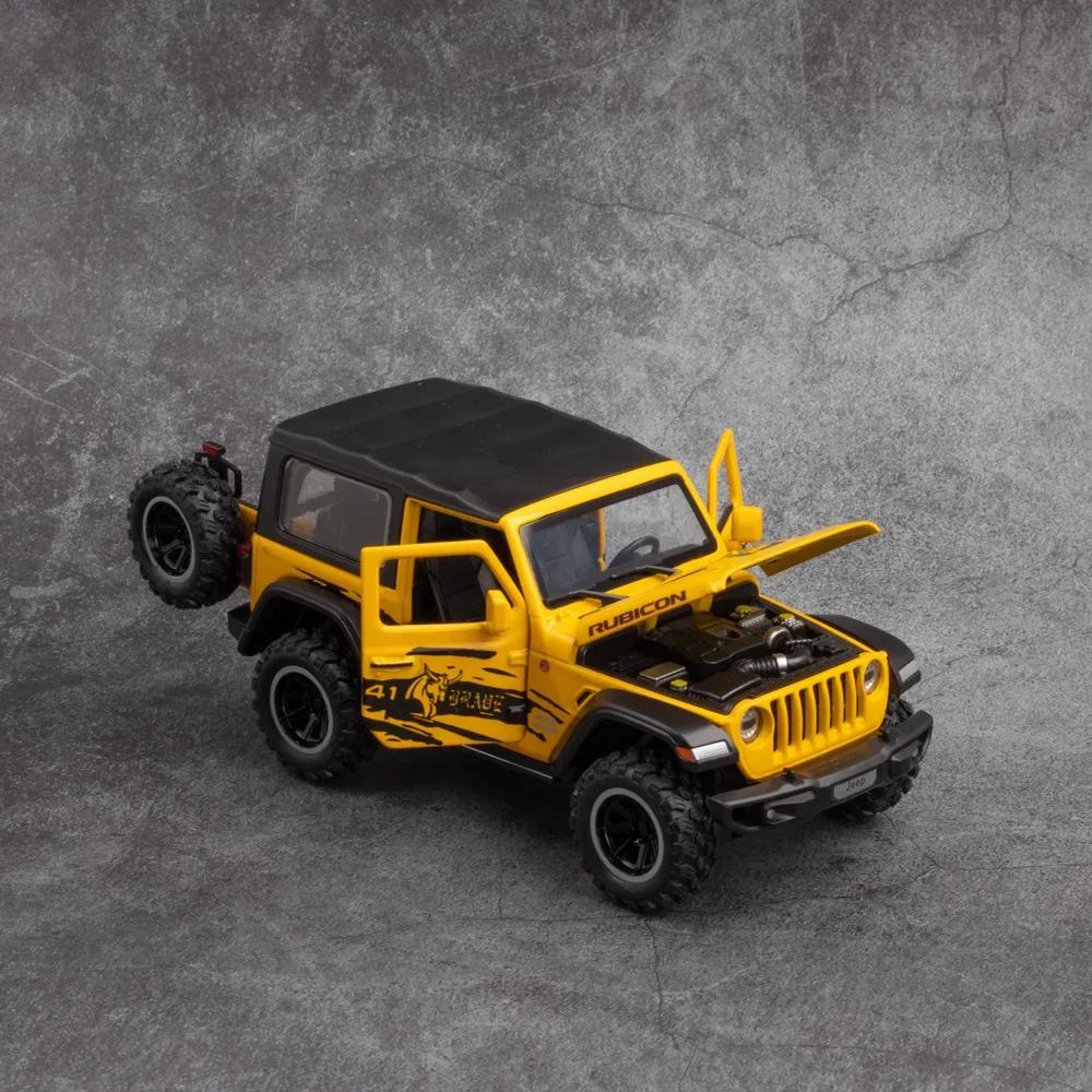 1:32 Jeep Wrangler Rubicon 1941 Off-Road Diecast Metal Alloy Model car Pull Back Sound Light Car Children Gift Collection A417 ALN1