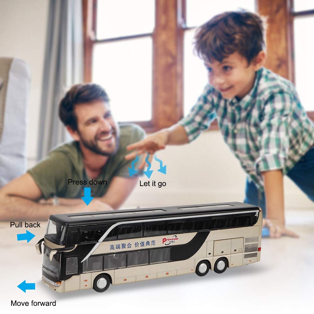 Безумная распродажа! Игрушечный электрический двухэтажный автобус 1:50 Сплав Двухэтажный Автобус Модель Игрушка с Музыкой для Детей (Золото)