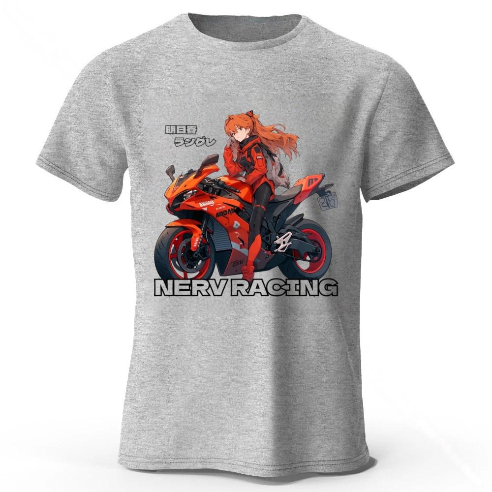 EVA Asuka NERV RACING Motorcycle Girl Pure Cotton Short-Sleeve Unisex Street Casual Loose Plus Size Comfortable T-Shirt Top