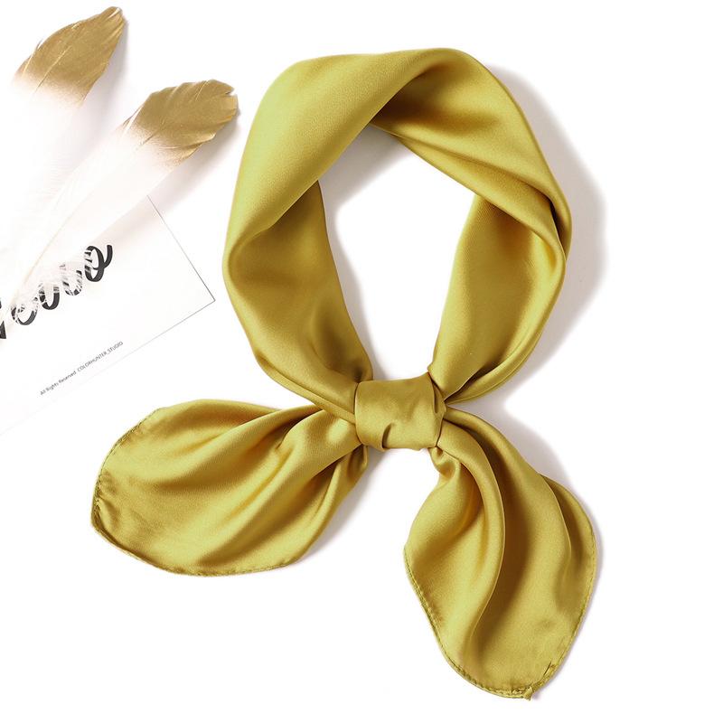 Simple Solid Color Scarf Female Imitation Silk Small Square Scarf 70Cm Basic Style With Shirt Professional Scarf Tied Hair