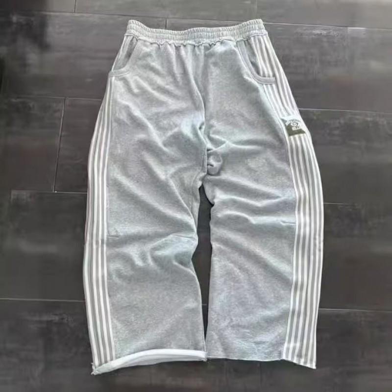 Vintage Style Unisex Track Pants High Waist Loose Straight Leg Striped Casual Trousers Streetwear
