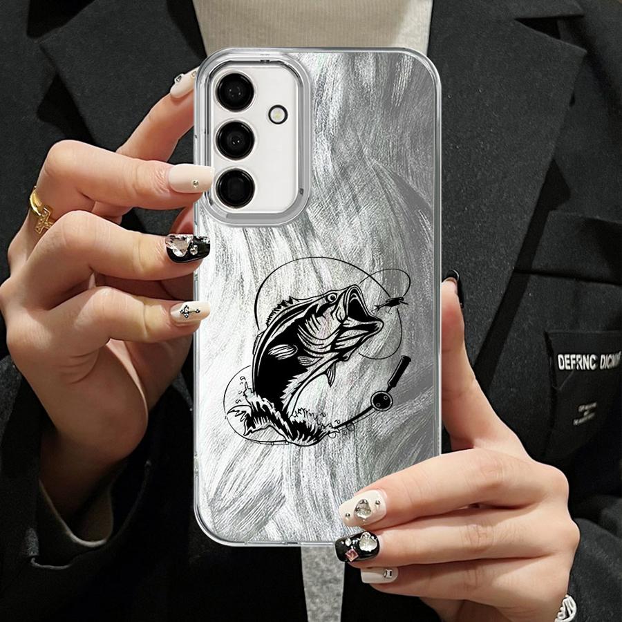 Phone Case for Samsung Galaxy A51 A52 A33 A34 A55 A24 A21s A23 A26 A13 A14 A35 A36 A15 A16 Soft Cover Line Fishing Man