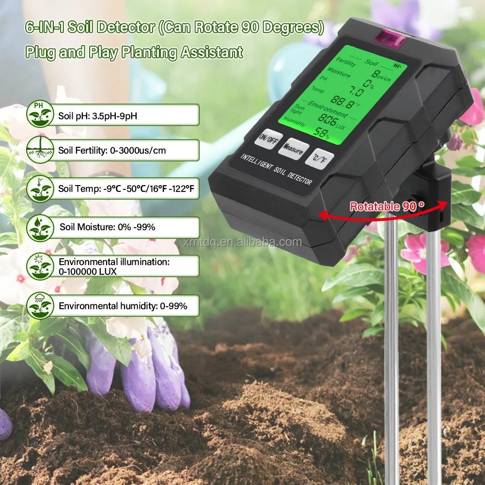 Multifunctional Backlight Soil PH/Temperature/Moisture/Humidity/Fertility/Sunlight Tester