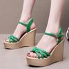 8см 10см Маленький размер 33-43 Модные туфли из яркой кожи Босоножки на платформе 2025 Лето Женские туфли на высоком каблуке Босоножки на танкетке Офис Мама