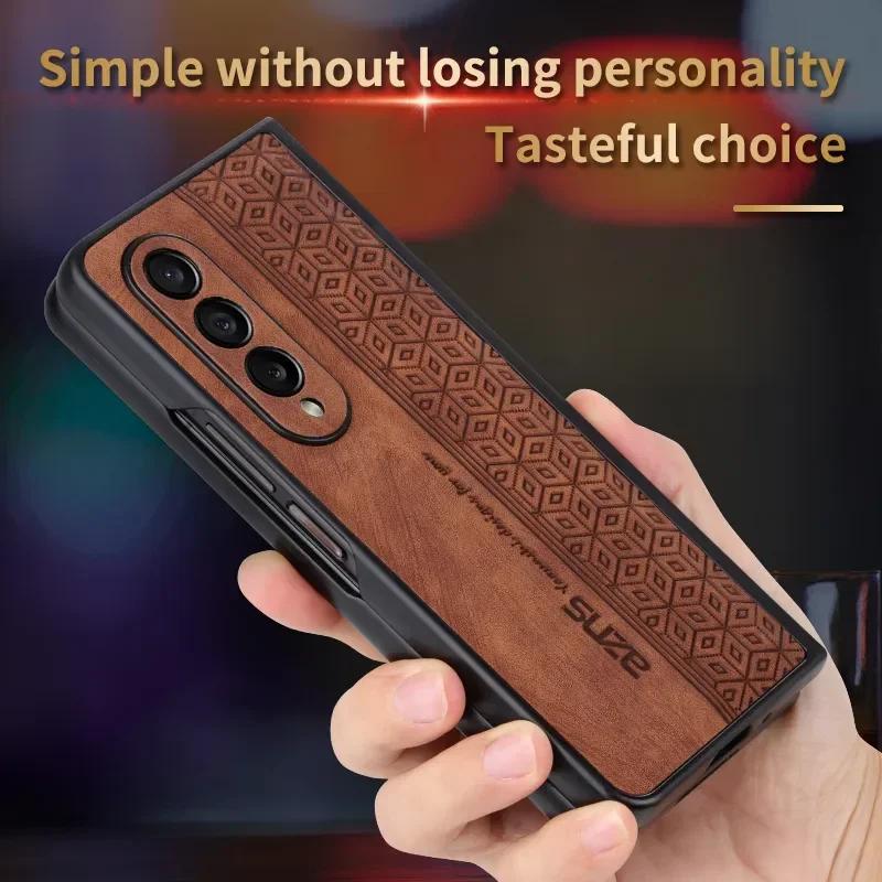 3D Тисненый чехол для Samsung Galaxy Z Fold 7 6 5 4 3 Z Fold7 5G Чехол Мягкая Матовая Кожа Полная Защита Камеры Корпус Fundas Coque