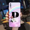 Case For Samsung Galaxy A50 A02s M31 A70 A30 A10 A20e A40 A10s M30s M51 M52 M22 M32 Black Phone Cover Pink Letters M S R