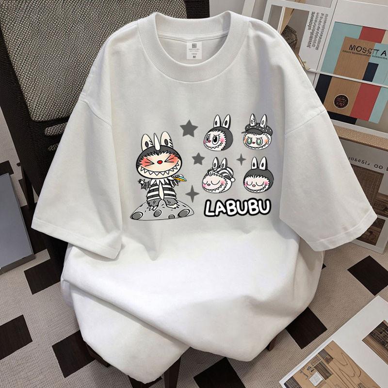 Популярная женская футболка с коротким рукавом LABUBU, Летний модный универсальный топ, Повседневная женская одежда