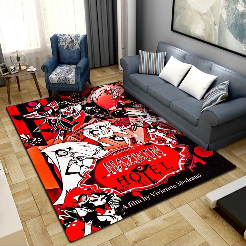 Hazbin Hotel Carpet Rug for Living Room Bedroom Home Sofa Decoration,Kids play Non-slip Floor Mat