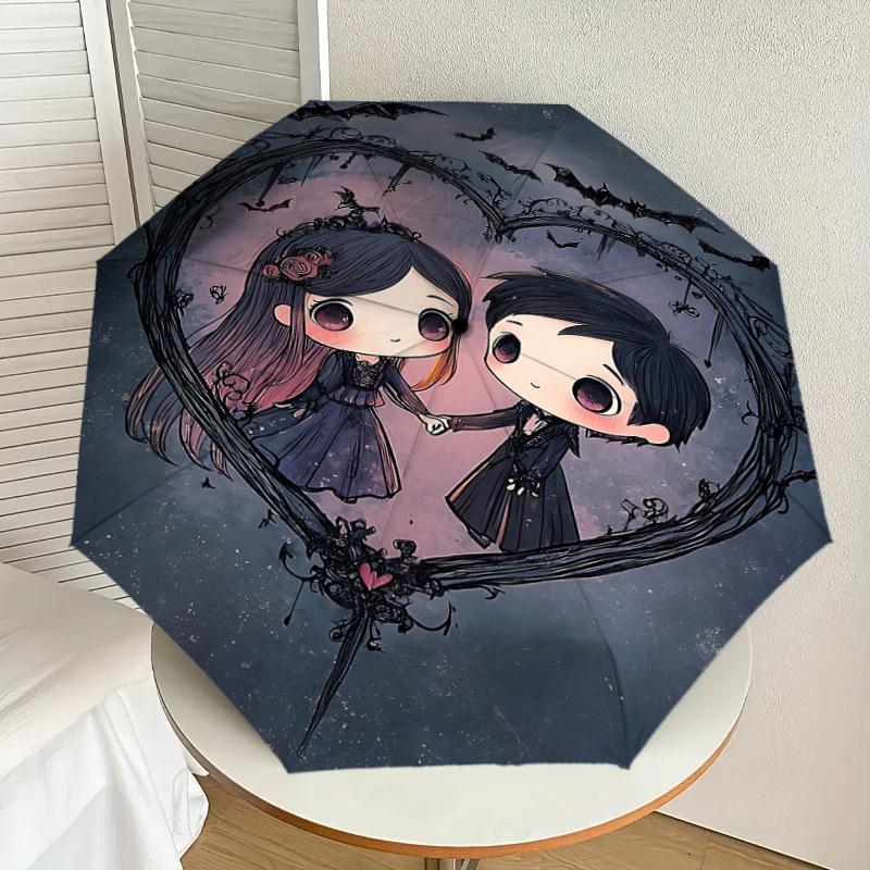 1PC Warner Vampire Love Heart Umbrella-8-Rib Reinforced, Automatic Open, Lightweight & Durable-A22