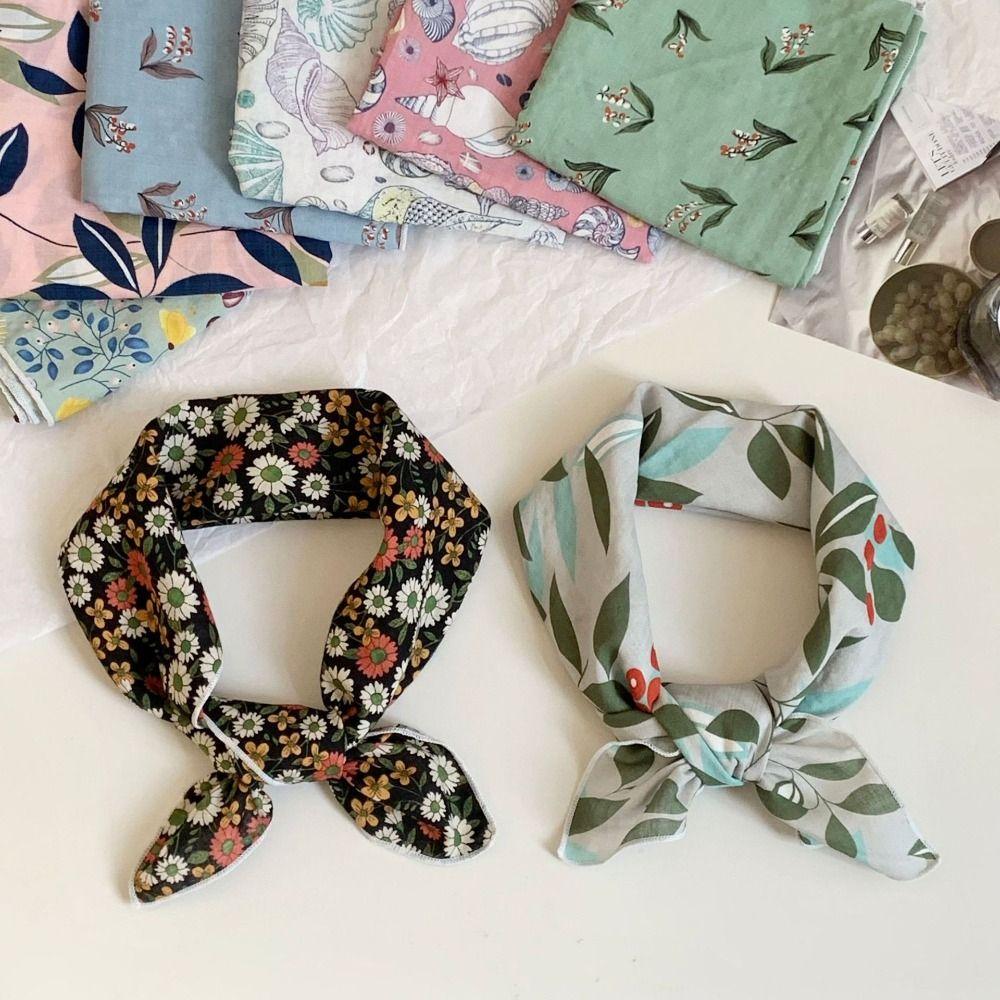 Солнцезащитные шарфы с цветочным принтом, шейный платок, шелковый шарф с принтом, модный маленький квадратный шарф, женский