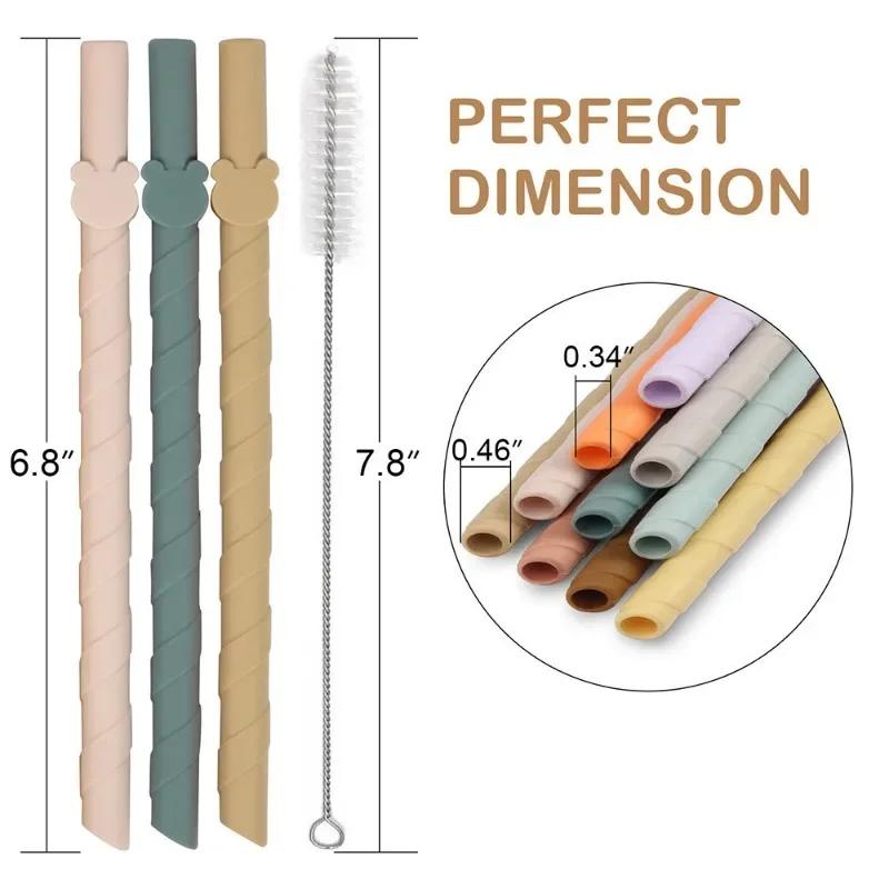 Соломинка Цветная Силиконовая Многоразовая Легко моющаяся Прямые Соломинки Креативная Бытовая Детская для Молочного Чая Пищевая