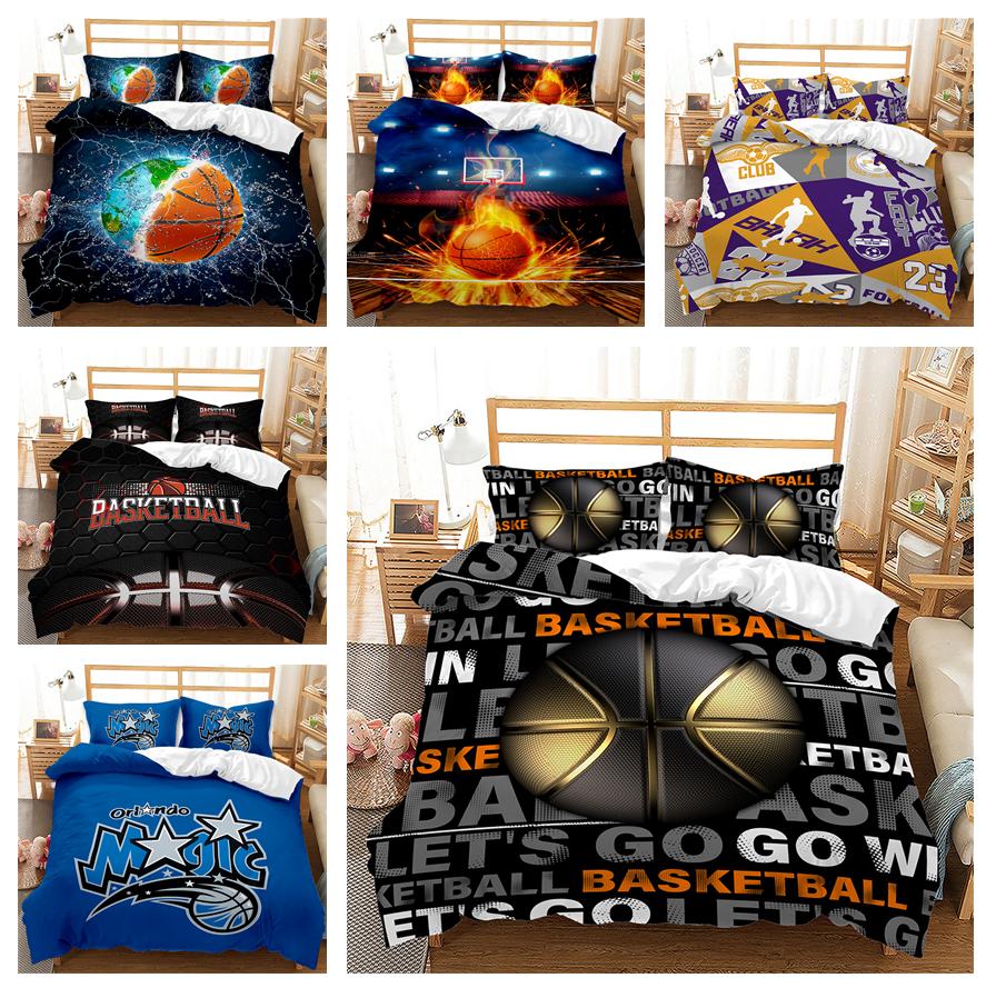 Комплект постельного белья для баскетбола с цифровой печатью высокой четкости, спортивный пододеяльник, наволочка, 2/3 шт., DE135 * 200, полноразмерный пододеяльник для мальчиков и мужчин