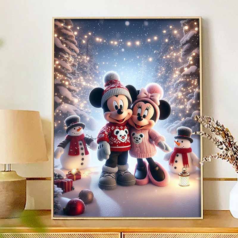 Disney 5d diamond painting full of diamonds diy diamond embroidery decorative painting ornaments living room winter christmas scene