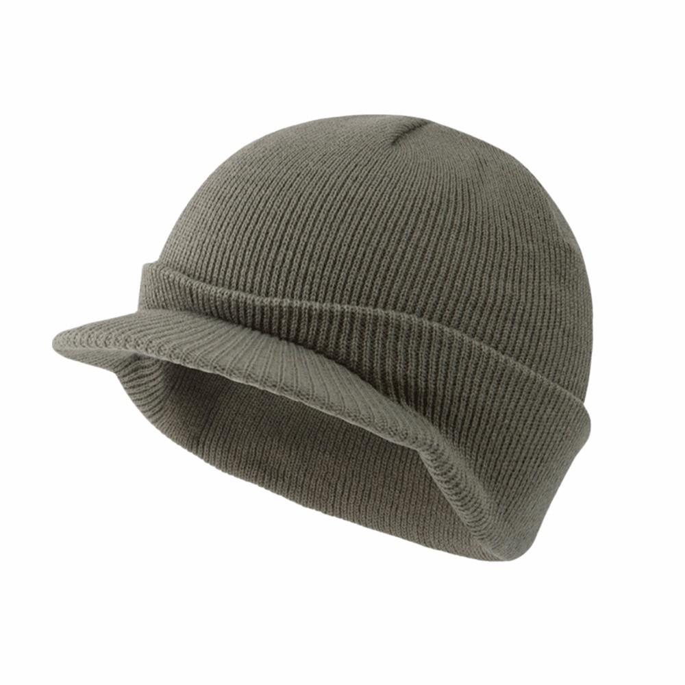 Earflap Short Brim Beanie Cap Thicken Add Plush Lined Hat Fashion Warm Knitted Peaked Cap Winter