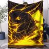 Vibrant Neon Pikachu Flannel Blanket Soft Warm Fleece Throw For Home Decor Sofa Bed Cover Travel Camping Shawl Pokémon Fans Gift