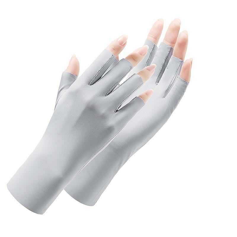 1 пара летних анти-УФ-перчаток без пальцев, чистые цветные ледяные лоскуты, дышащие тонкие солнцезащитные варежки, перчатки для дизайна ногтей, устойчивые к УФ-излучению