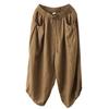 Johnature Женские брюки гаремы Эластичная талия Карманы Пояс Брюки Летние Однотонные Свободные Женские Брюки до икры