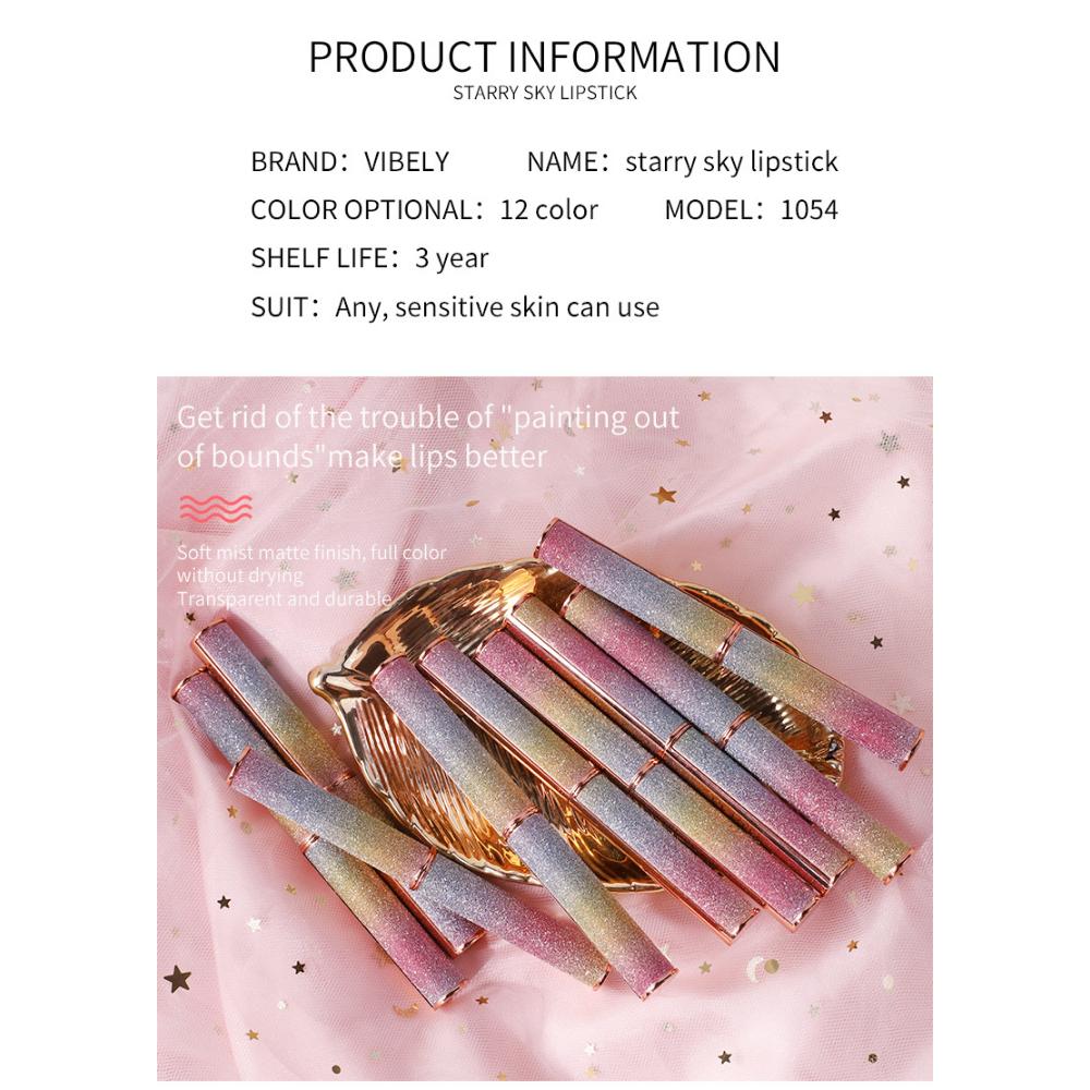 VIBELY Starlight Sparkle Matte Lipstick Dip-in-Cup, помада No-Fall Crushed Diamond Lipstick