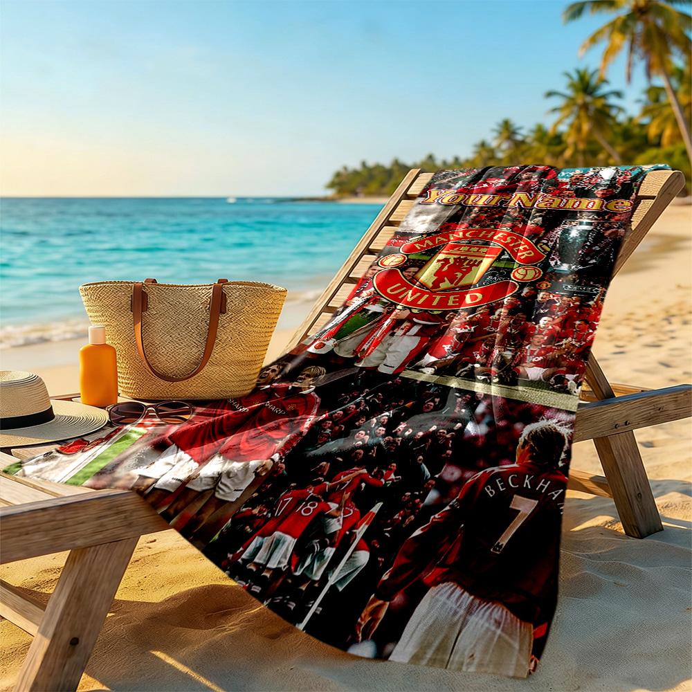 Manchester Personalized Text Beach Towel Super Soft & Absorbent Perfect for Traveling Yoga Camping and Swimming