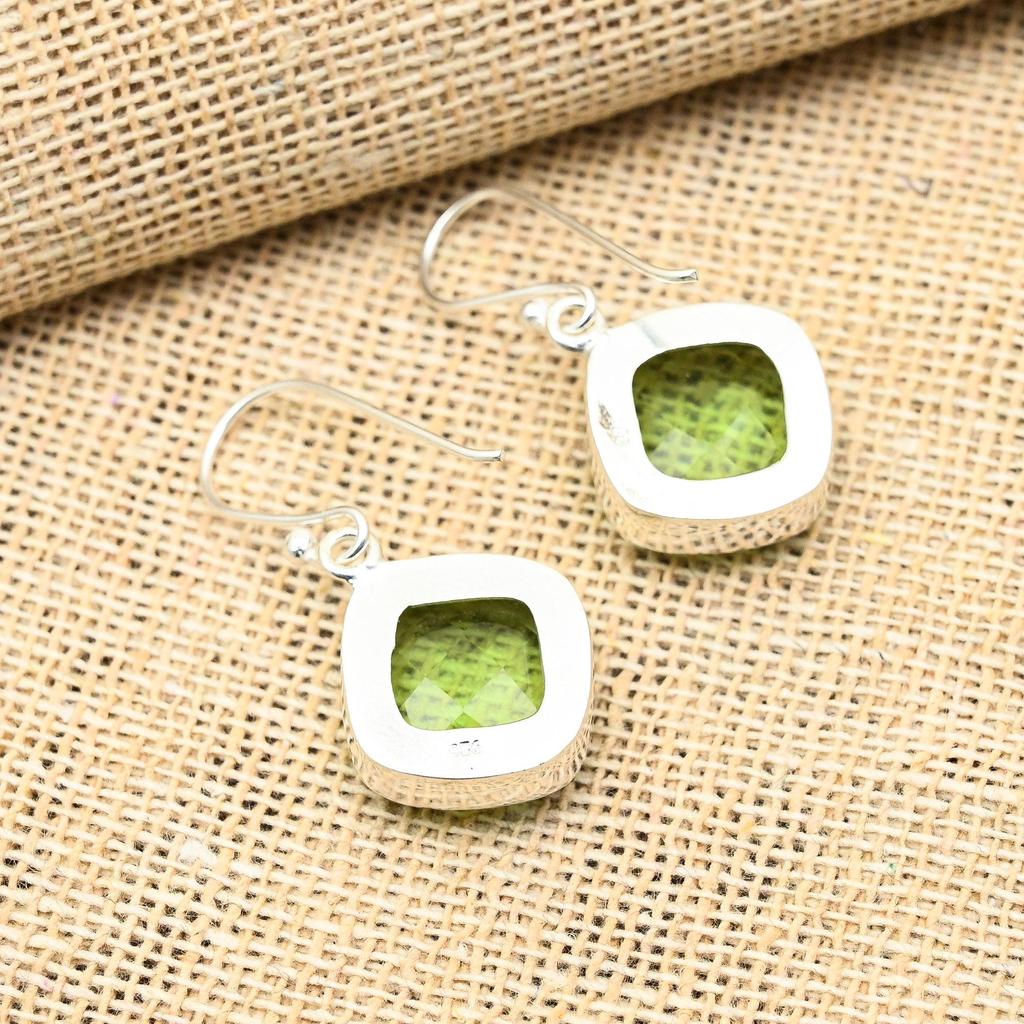 Зеленый аметист, драгоценный камень, ювелирные изделия ручной работы из стерлингового серебра 925 пробы, милые серьги для женщин