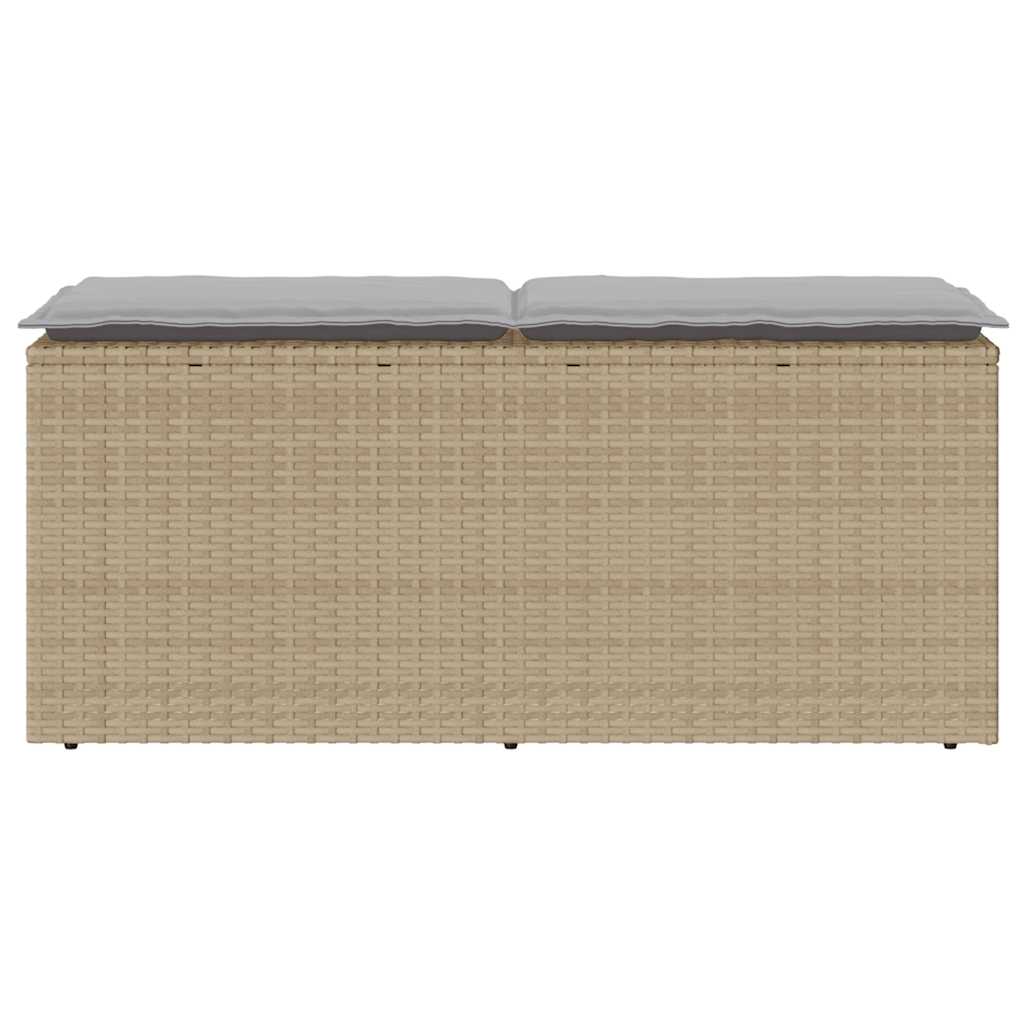 Ławka Ogrodowa Z Poduszką Beżowa 110X40X44 Cm Polirattan