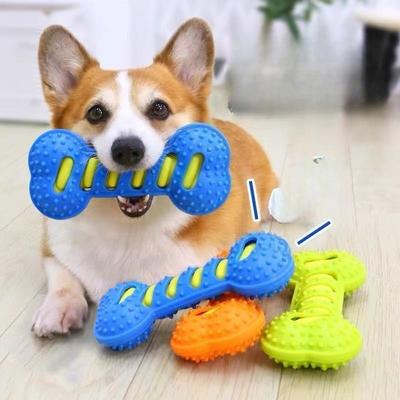 Игрушки для питомцев Игрушки со звуком для укусов собак Игрушки для чистки зубов Резиновые кости Интерактивные игрушки для собак для самостоятельного развлечения