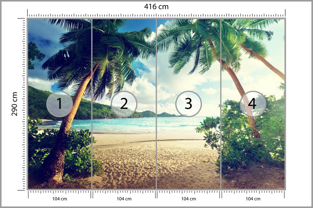 Photomural Palm Trees On The Seychelles Non-Woven 416x290