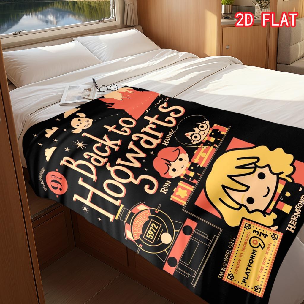 Back to Hogwarts Print Flannel Blanket, Soft Cozy Throw for Harry Potter Fans