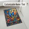 Butterfly Theme Crystal Velvet Rug Personalized Custom Name Text Soft Floor Mat Home Decor