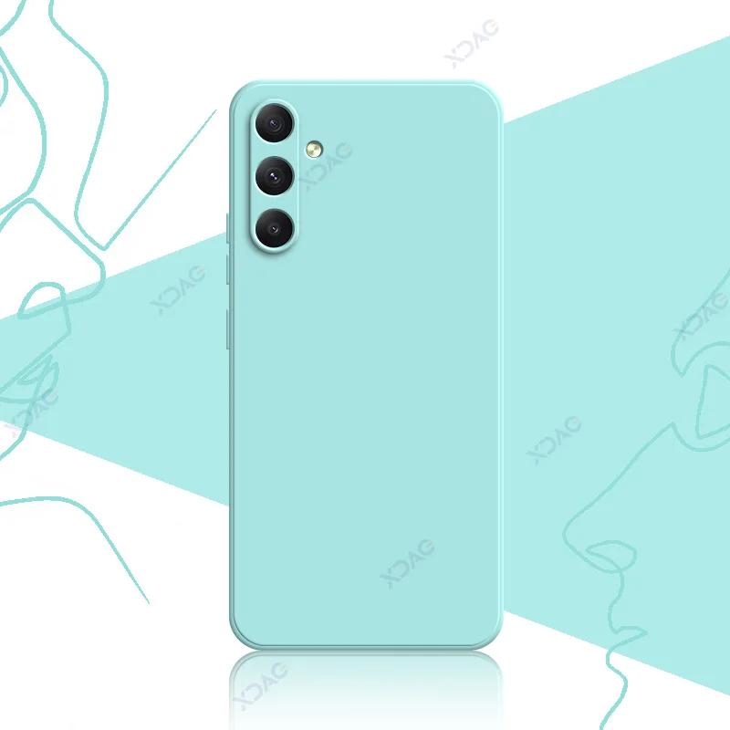 Роскошный квадратный жидкий силиконовый чехол для Samsung Galaxy A34 A54 5G SamsungA34 SamsungA54 360 мягкий защитный чехол-коробка