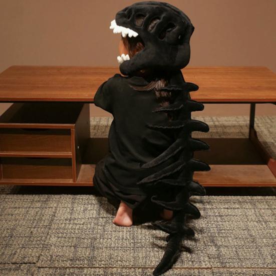 Реалистичный детский костюм скелета динозавра, 3D плюшевый наряд с молнией сзади, стиль надевания, одежда динозавра для Хэллоуин-вечеринки, косплея