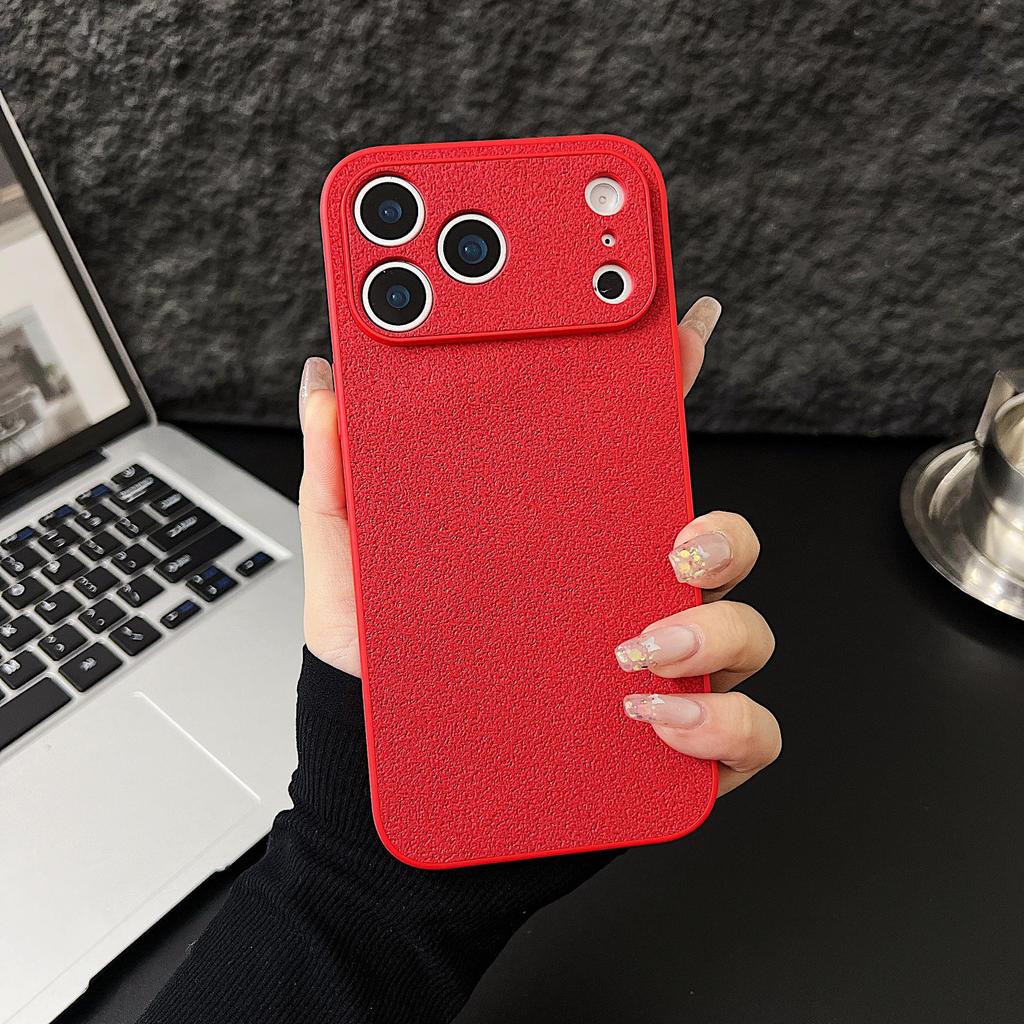 Lychee Pattern Large Window Phone Case for Apple 16PRO/16/17PROMAX with Precise Holes, Trendy Acrylic Design