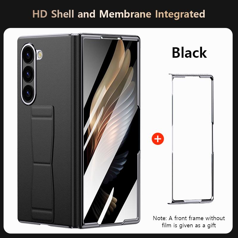 Кожаный чехол LANGSIDI для Samsung Galaxy Z Fold 6 Fold6 с магнитным ремешком на запястье и подставкой, задняя крышка с защитной пленкой