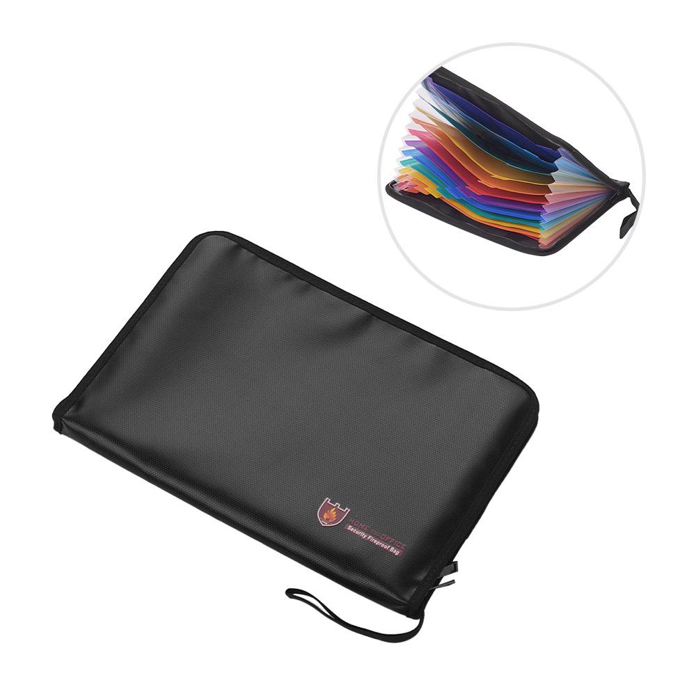Огнестойкие водонепроницаемые безопасные сумки для документов размера А4 Расширяемая папка для файлов Двойные молнии 12 карманов