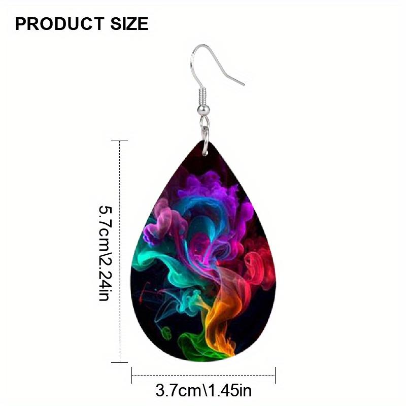 Clouds Fog Pattern PU Leather Earrings For Women Creative Fashion Water Drop Shape Dangle Earrings Double-sided Pattern Design Earring